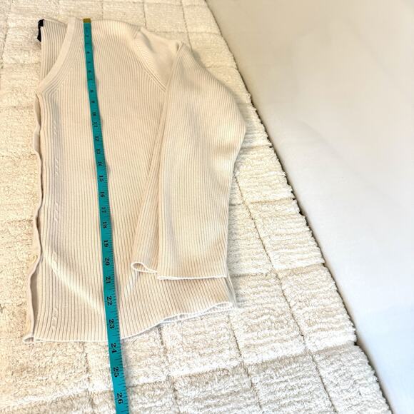 Requirements Womens XL White Long Sleeve Ribbed Button-up Sweater Casual Career - Picture 8 of 9